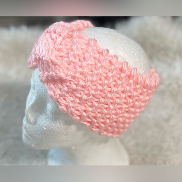 Handmade Hand Crafted Knit Twist Headband Pink adult/teen size - Picture 3 of 3